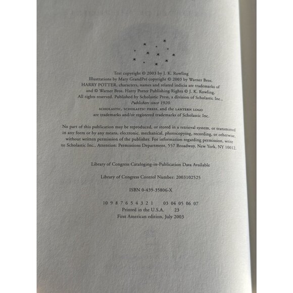 Harry Potter And The Order Of The Phoenix First Edition Hard Cover With Errors - Picture 10 of 13